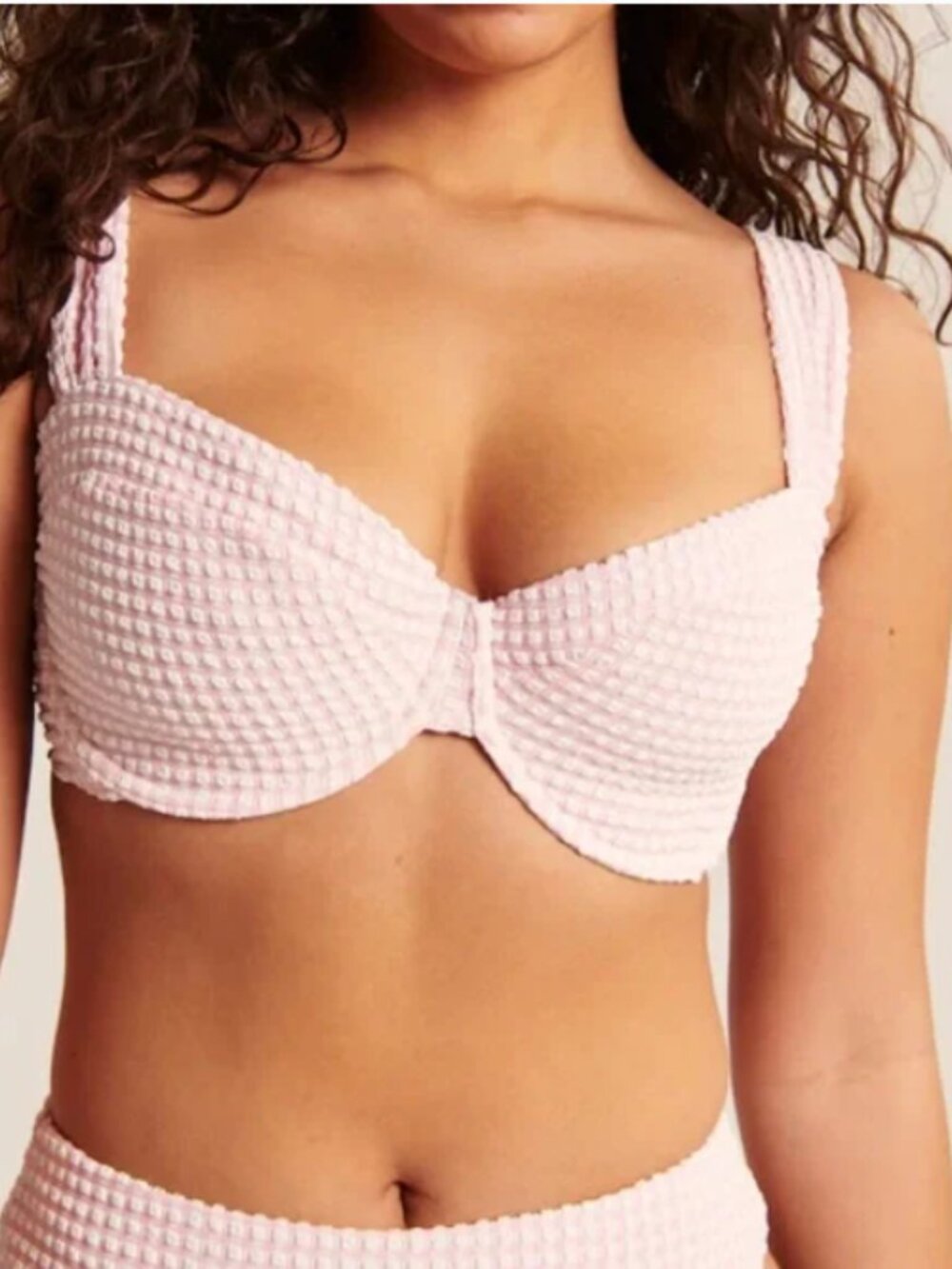 NWT Abercrombie & Fitch Pink Gingham Curve Love Bikini size Large - Picture 3 of 16
